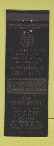 Matchbook Cover - Drake Motel Springfield OH