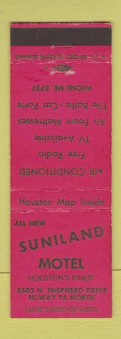Matchbook Cover - Suniland Motel Houston TX