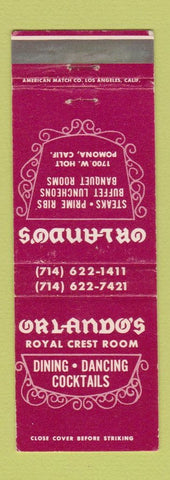 Matchbook Cover - Orlando's Restaurant Pomona CA