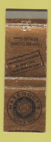 Matchbook Cover - Haserodt's Elypria OH Optometrist Jewelry WEAR