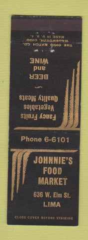 Matchbook Cover - Johnnie's Food Market Grocery Lima OH
