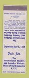Matchbook Cover - International Molders Foundry Union AFL