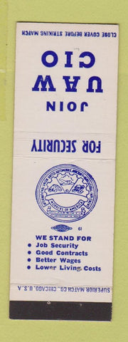 Matchbook Cover - UAW CIP Union  Auto Workers