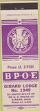 Matchbook Cover - Matchbook Cover Elks Club Girard OH