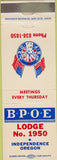 Matchbook Cover - Matchbook Cover Elks Club Independence OR
