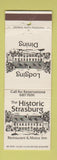 Matchbook Cover - Historic Strasburg Restaurant Motor Inn PA WORN