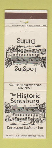 Matchbook Cover - Historic Strasburg Restaurant Motor Inn PA WORN