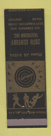 Matchbook Cover - 20th Century TV East Hartford CT sports BLACK