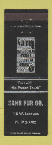 Matchbook Cover - Sahr Fur Lansing MI