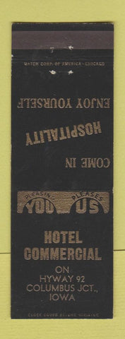 Matchbook Cover - Hotel Commercial Columbus Junction IA