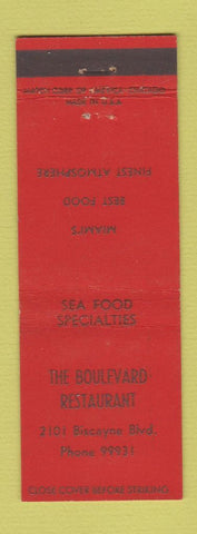 Matchbook Cover - Boulevard Restaurant Miami FL