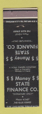 Matchbook Cover - State Finance Company