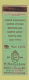 Matchbook Cover - H Hicks and Son Candy baskets New York City WORN