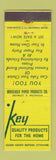 Matchbook Cover - Key Home Products Paper Detroit MI WEAR