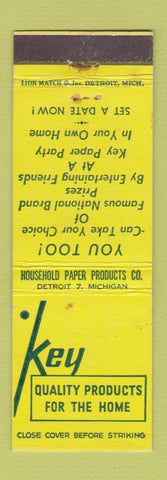 Matchbook Cover - Key Home Products Paper Detroit MI WEAR