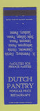Matchbook Cover - Dutch Pantry Selinsgrove Lemoyne State College Sunbury PA