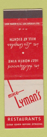 Matchbook Cover - Mike Lyman's Restaurant Hollywood Los Angeles CA