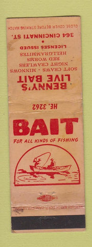 Matchbook Cover - Benny's Live Bait Fishing WORN