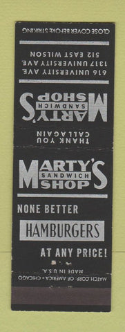 Matchbook Cover - Marty's Sandwich Shop
