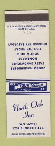 Matchbook Cover - North Oak Inn hamburgers