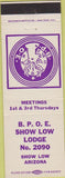 Matchbook Cover - Matchbook Cover Elks Club Show Low AZ