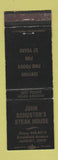 Matchbook Cover - John Schuster's Steak House Masury OH WEAR