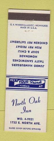 Matchbook Cover - North Oak Inn hamburgers