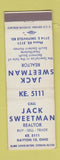 Matchbook Cover - Jack Sweetman Real Estate Dayton OH