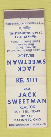 Matchbook Cover - Jack Sweetman Real Estate Dayton OH