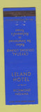 Matchbook Cover - Leland Hotel Richmond IN BLUE