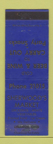 Matchbook Cover - Sherwood's Market Lebanon OH grocery WORN