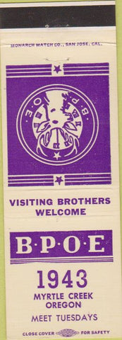 Matchbook Cover - Matchbook Cover Elks Club Myrtle Creek OR