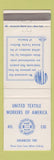 Matchbook Cover - United Textile Works of America Union AFL CIO