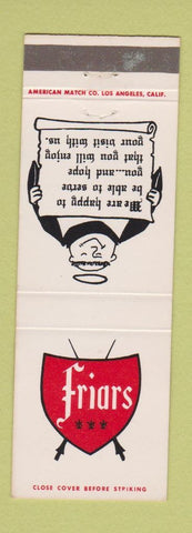 Matchbook Cover - Friars Restaurants Santa Monica CA