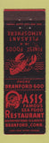 Matchbook Cover - Oasis Seafood Branford CT Federal