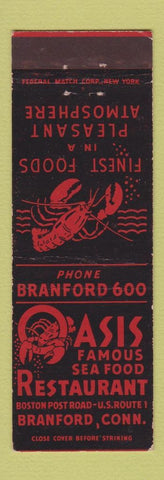 Matchbook Cover - Oasis Seafood Branford CT Federal
