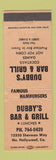 Matchbook Cover - Dubby's Bar and Grill North Hollywood CA