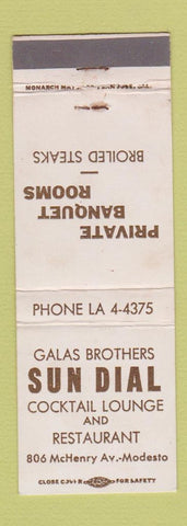 Matchbook Cover - Sun Dial Restaurant Modesto CA