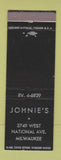 Matchbook Cover - Johnie's Milwaukee WI