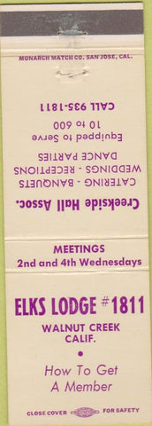 Matchbook Cover - Matchbook Cover Elks Club Walnut Creek CA