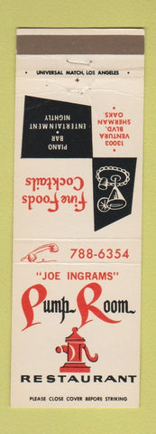 Matchbook Cover - Pump Room Restaurant Sherman Oaks CA