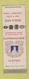 Matchbook Cover - Kuppenheimer Men's Clothes Rose Katz South Bend IN WEAR