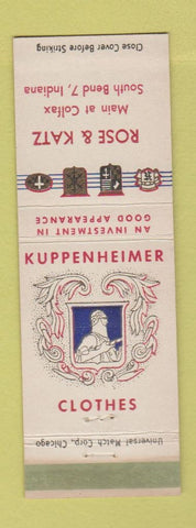 Matchbook Cover - Kuppenheimer Men's Clothes Rose Katz South Bend IN WEAR