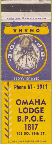 Matchbook Cover - Matchbook Cover Elks Club Omaha NE
