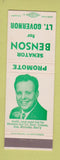 Matchbook Cover - Senator Benson for Lieutenant Governor