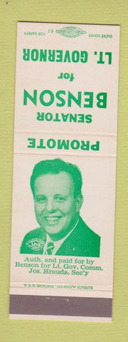 Matchbook Cover - Senator Benson for Lieutenant Governor