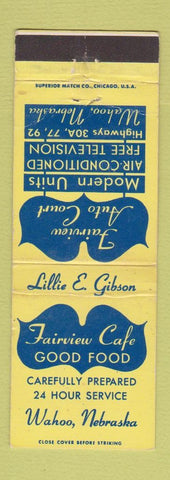 Matchbook Cover - Fairview Cafe Motor Court Wahoo NE WEAR