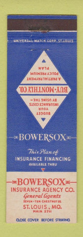 Matchbook Cover - Bowersox Insurance Agency ST Louis MO
