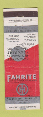 Matchbook Cover - Fahrite Foundry Engineering Steel Springfield Lima OH