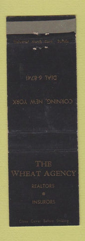 Matchbook Cover - Wheat Insurance Real Estate Corning NY